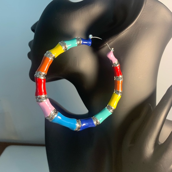 Multi Colored Hoop Earrings - Picture 4 of 4